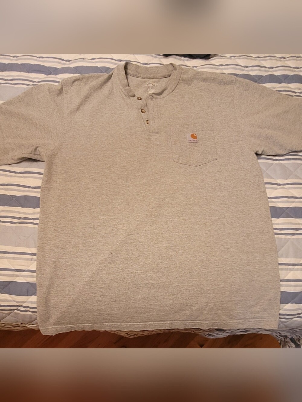 Carhartt Men's Light Gray Henley Pocket Short-Sleeve Shirt